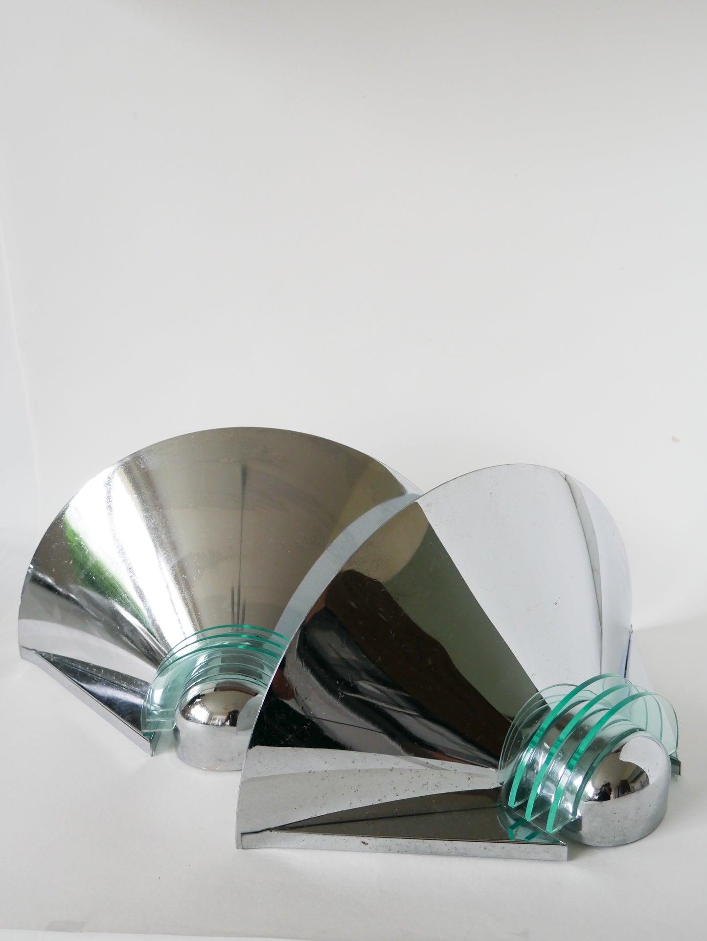 Paire d'appliques en chrome & plexi bleu, Made in Germany, Design, 1970