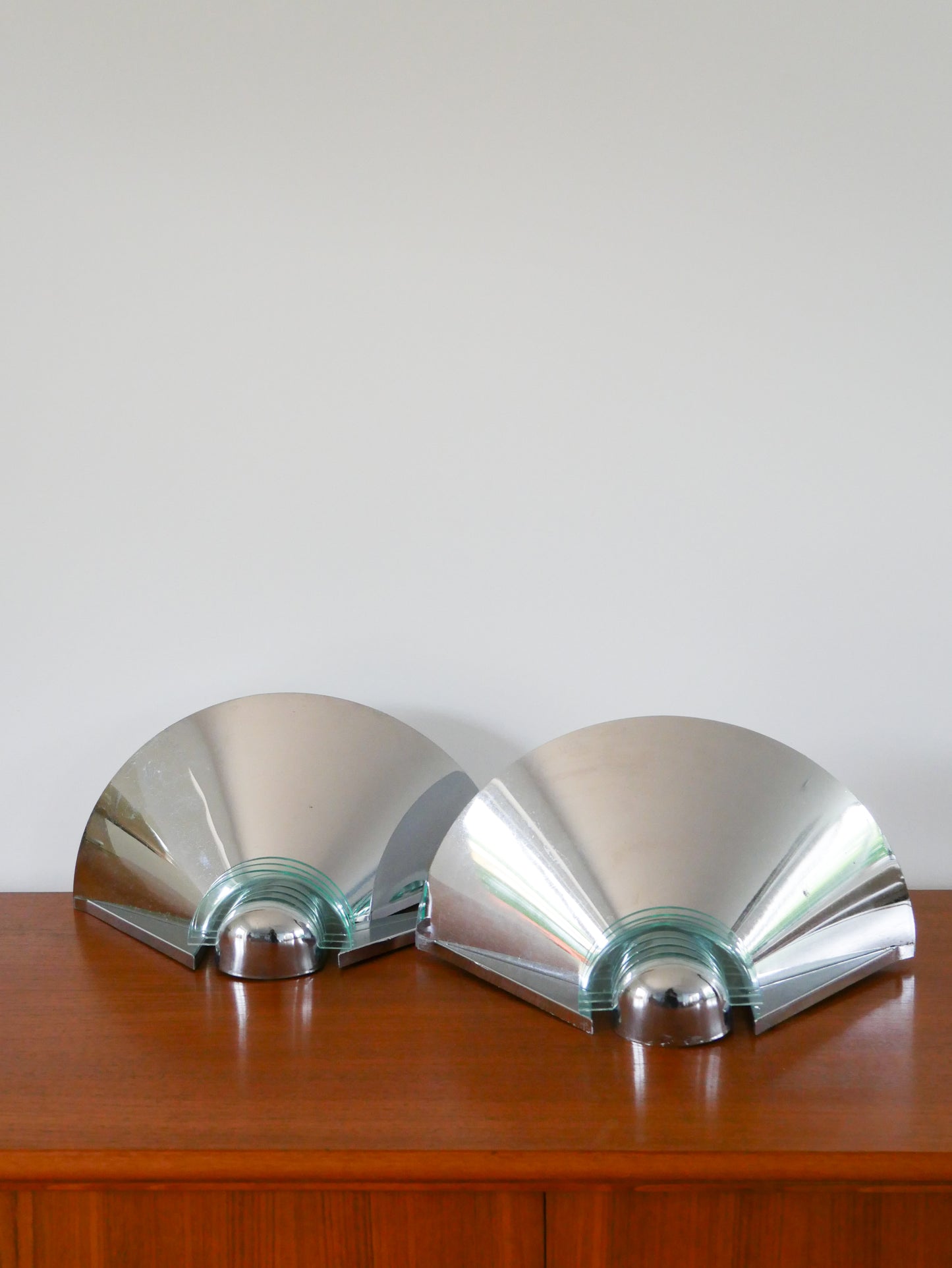 Paire d'appliques en chrome & plexi bleu, Made in Germany, Design, 1970