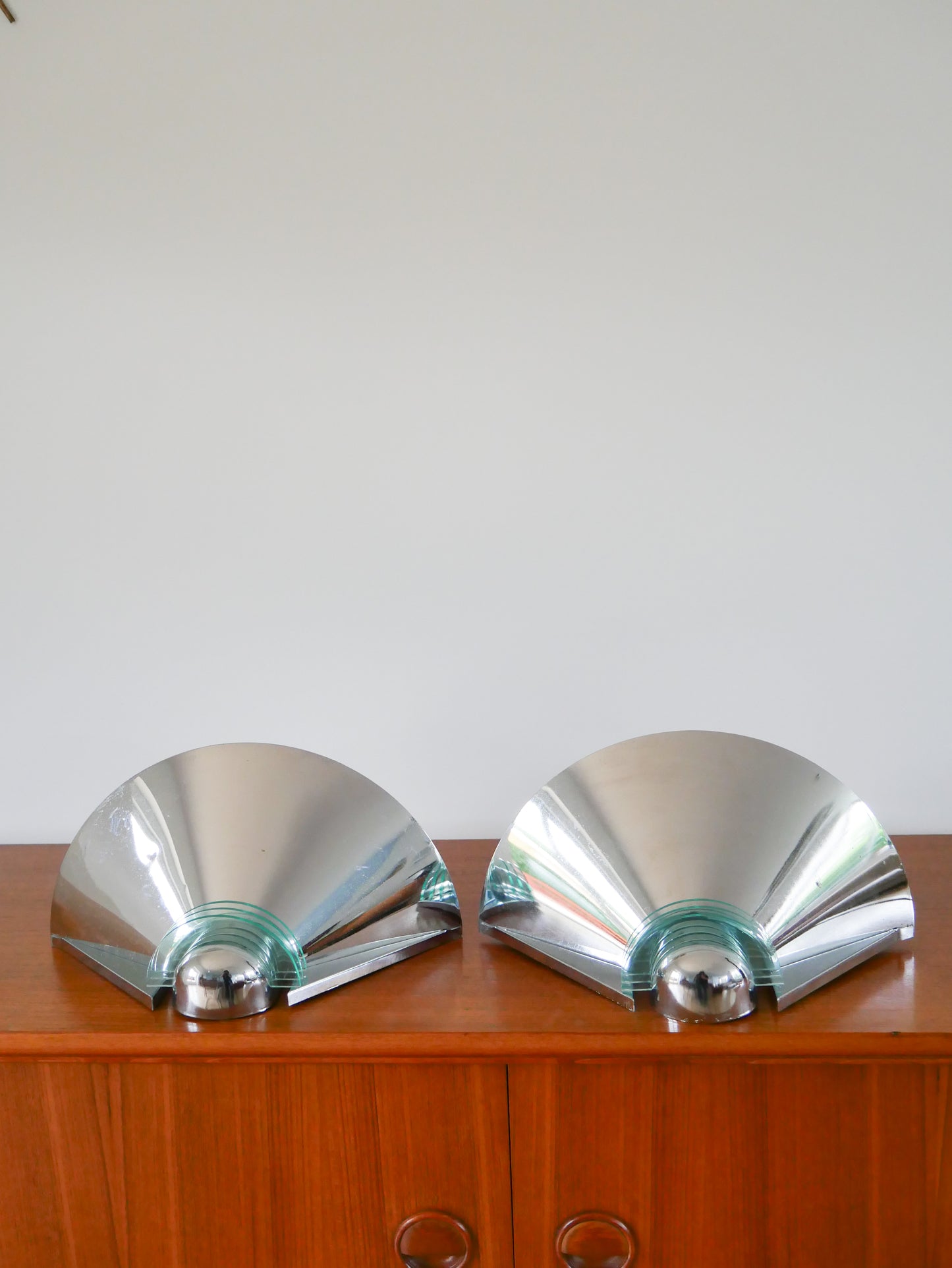 Paire d'appliques en chrome & plexi bleu, Made in Germany, Design, 1970