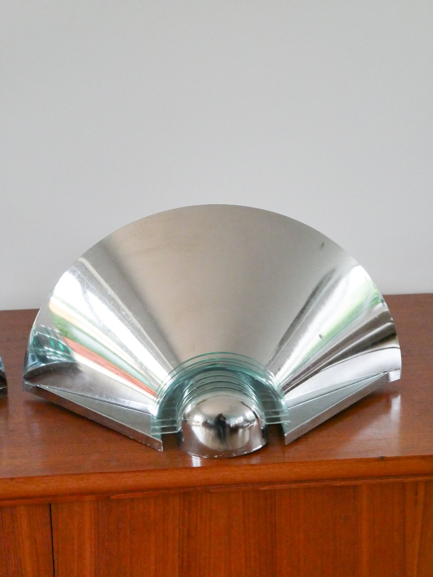 Paire d'appliques en chrome & plexi bleu, Made in Germany, Design, 1970