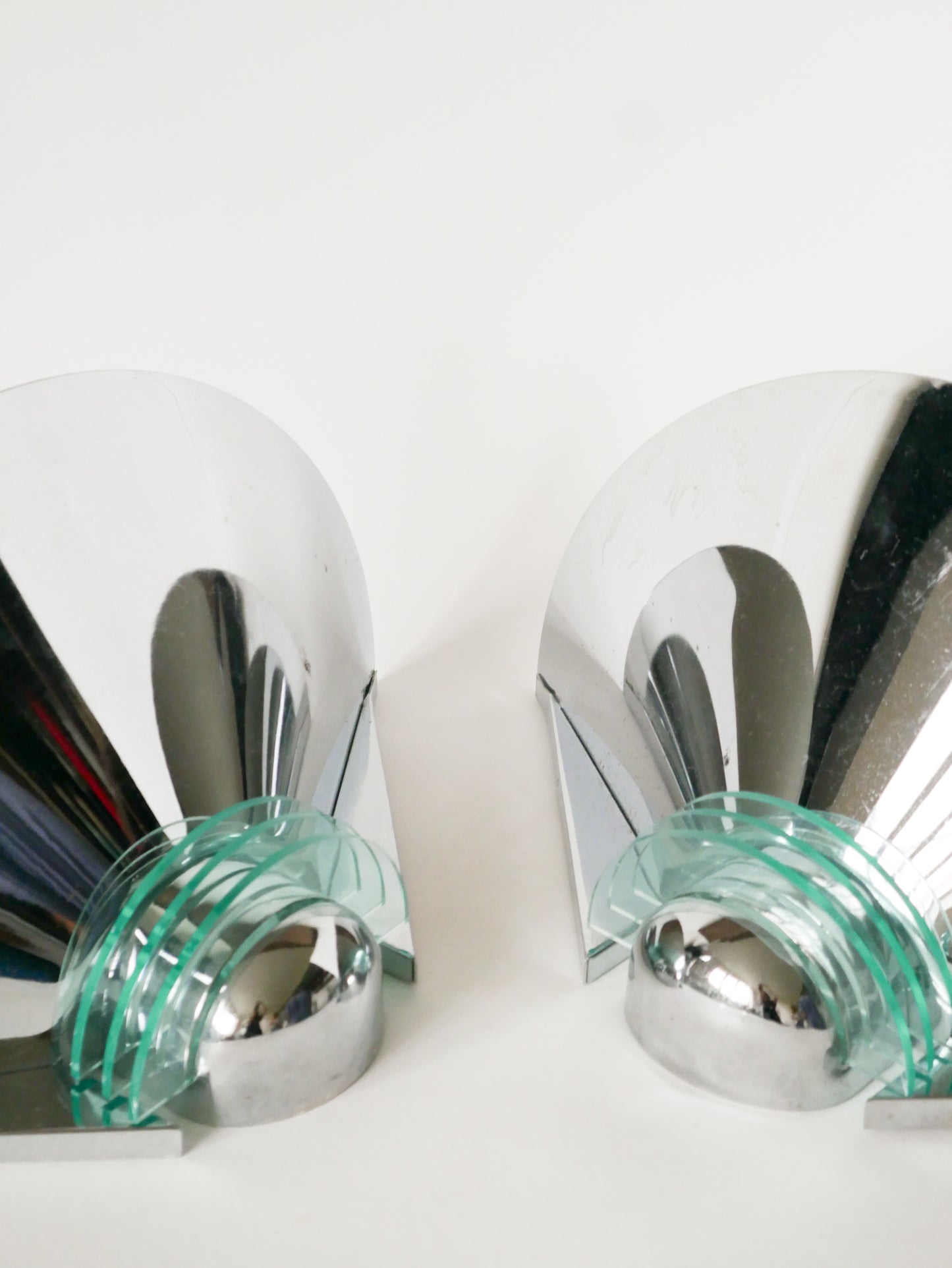 Paire d'appliques en chrome & plexi bleu, Made in Germany, Design, 1970