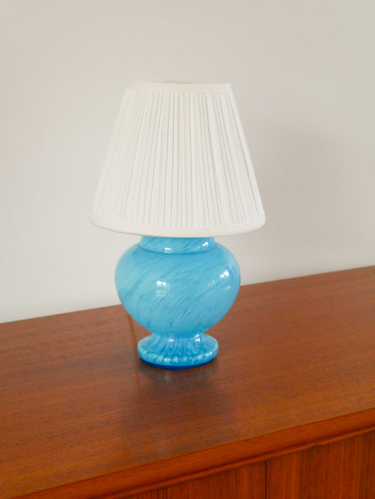 Lampe à poser en verre de Clichy, Bleu Ciel, 1950