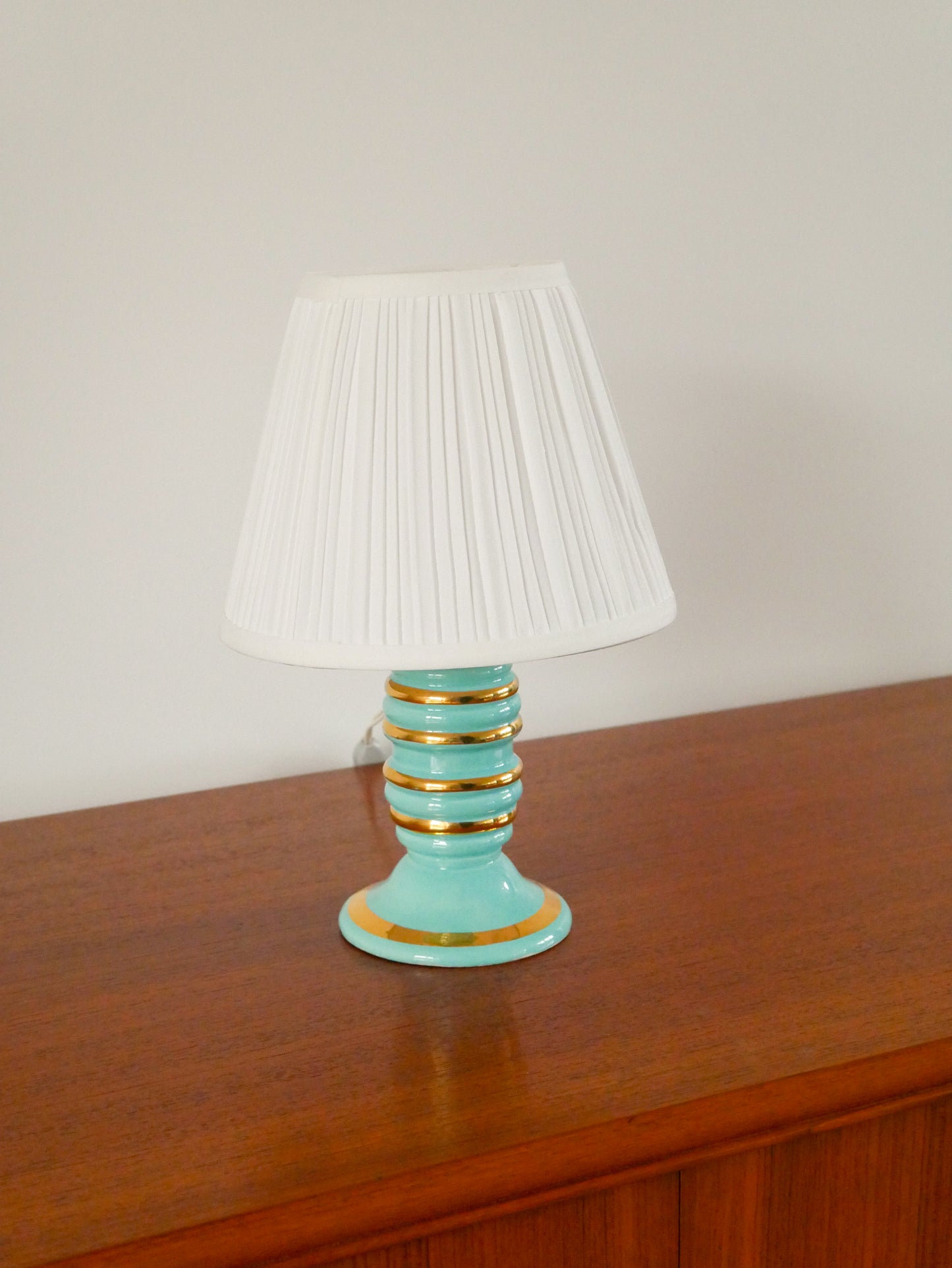 Lampe à poser en céramique, Bleu et Doré, Art Déco, 1930