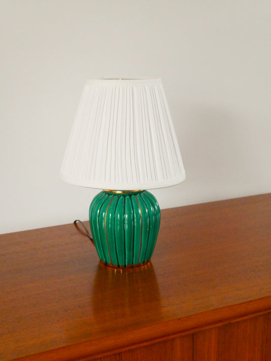 Lampe à poser en céramique, Vert et Doré, Art Déco, 1930