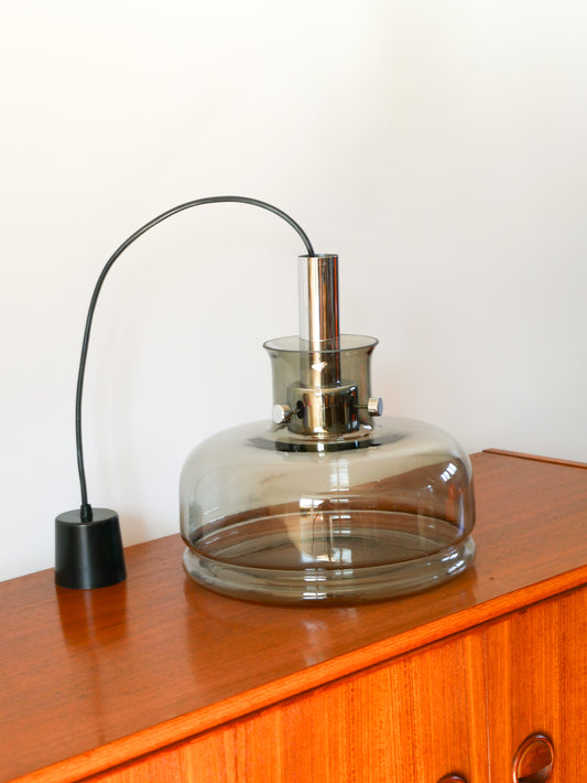 Suspension en verre fumé et globe, Design, 1970
