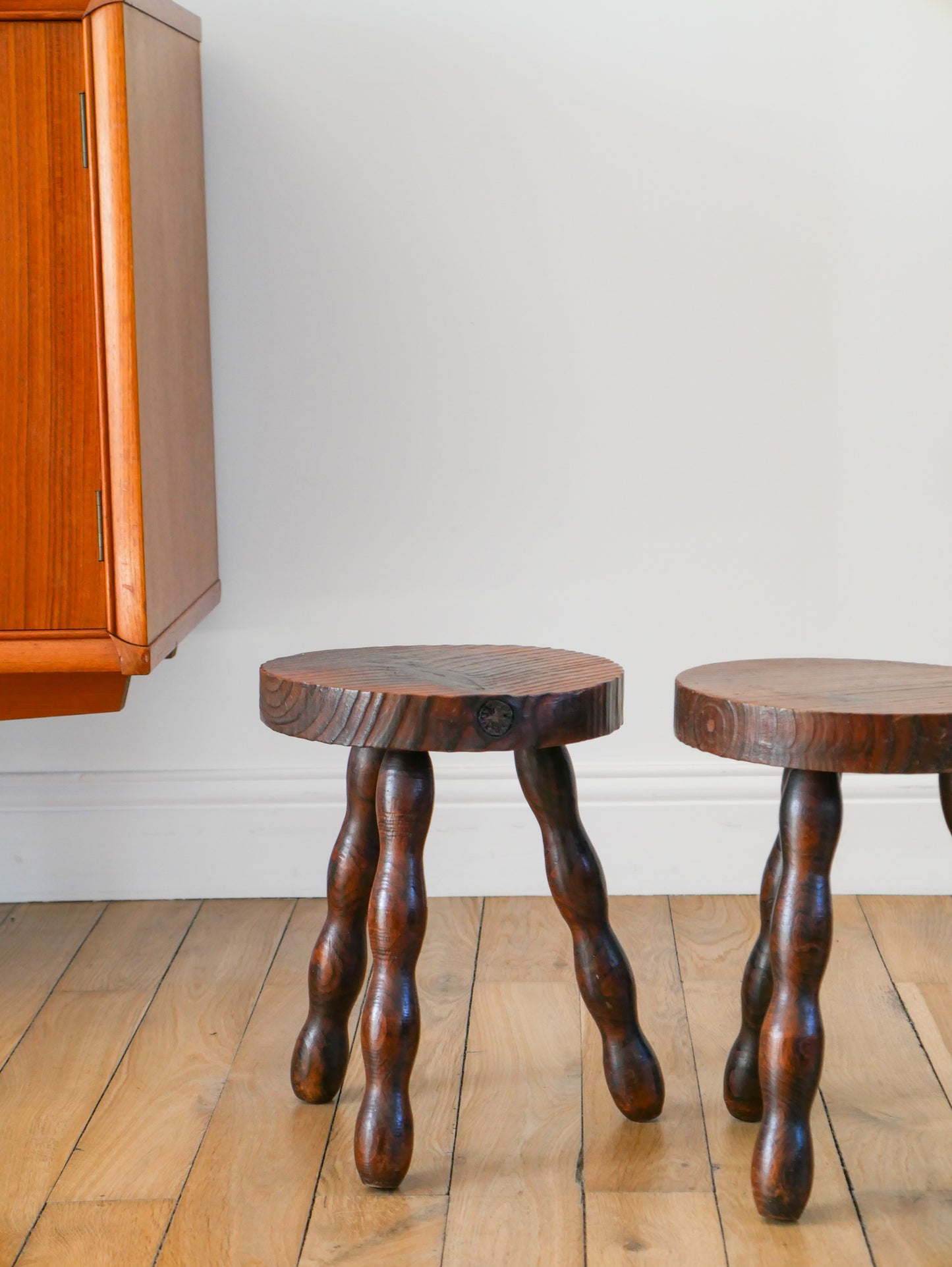 Paire de tabourets en bois tourné, 1940 - 30 X 23 cm