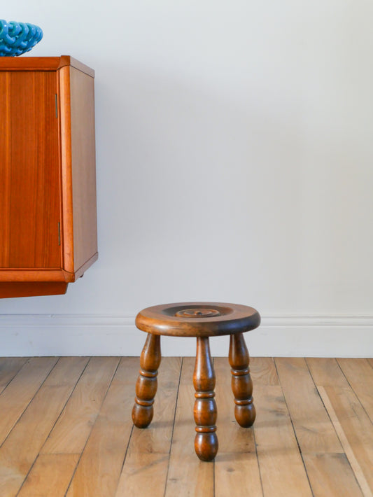 Tabouret bas en bois tourné, 1940 - 24 X 24 cm