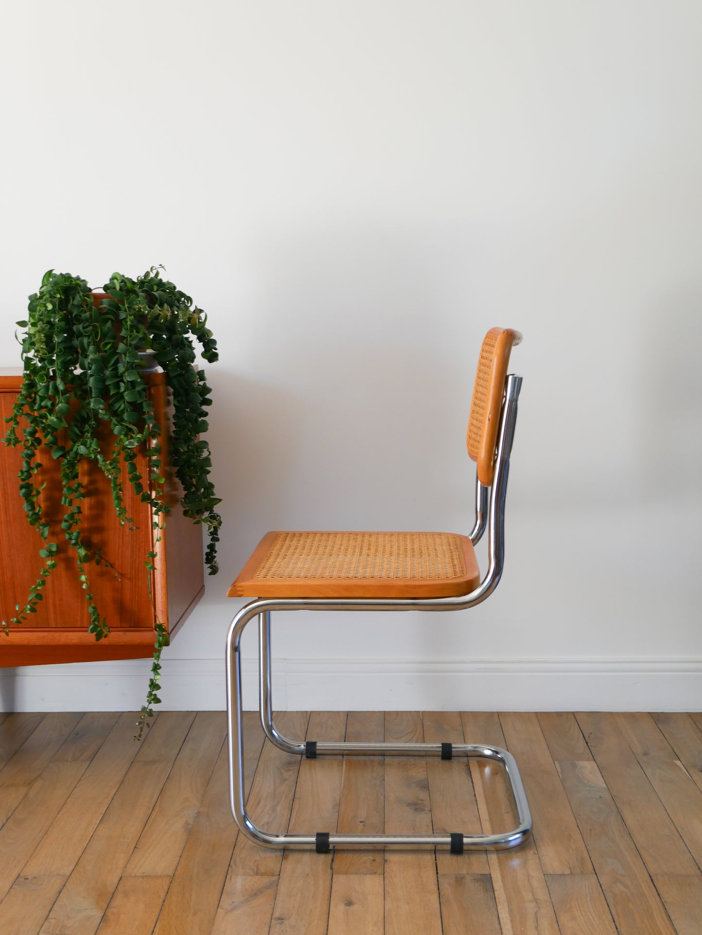 Chaise en chrome et cannage, style B32 de Marcel Breuer, 1970
