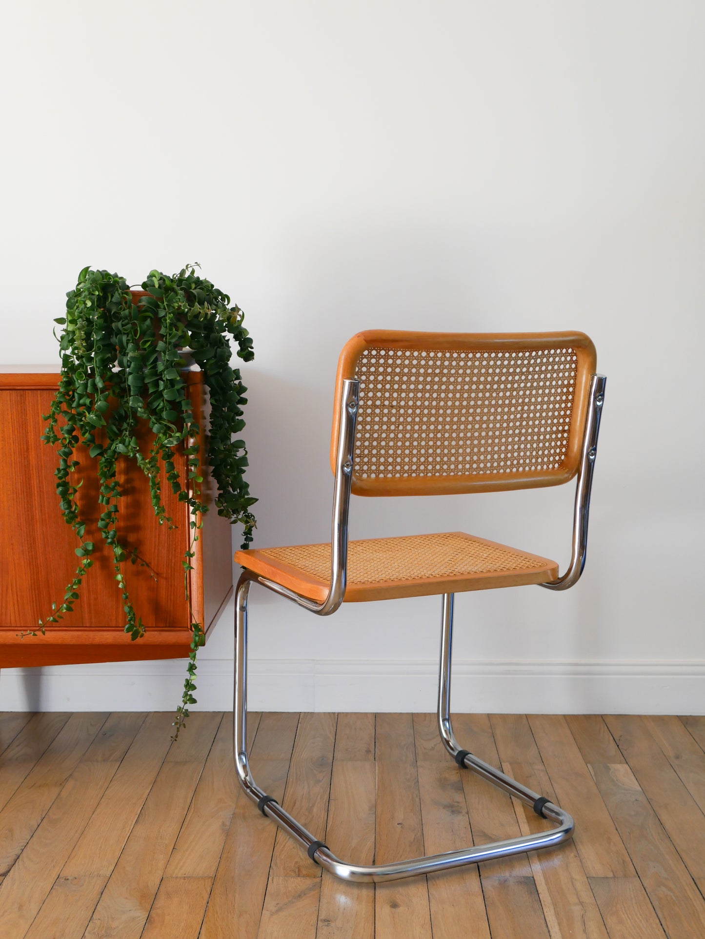Chaise en chrome et cannage, style B32 de Marcel Breuer, 1970