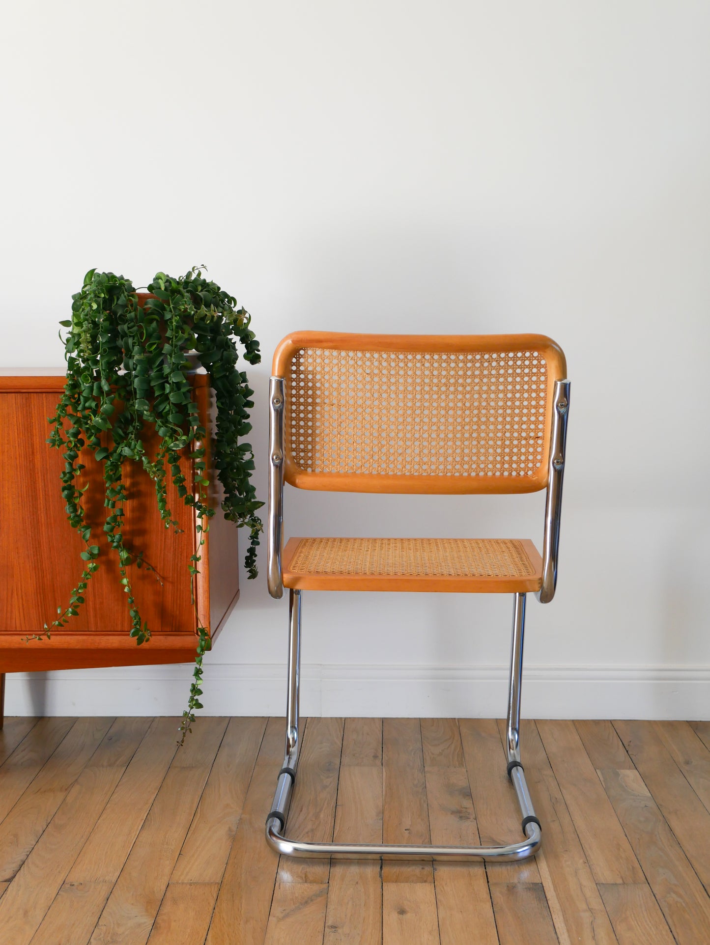 Chaise en chrome et cannage, style B32 de Marcel Breuer, 1970