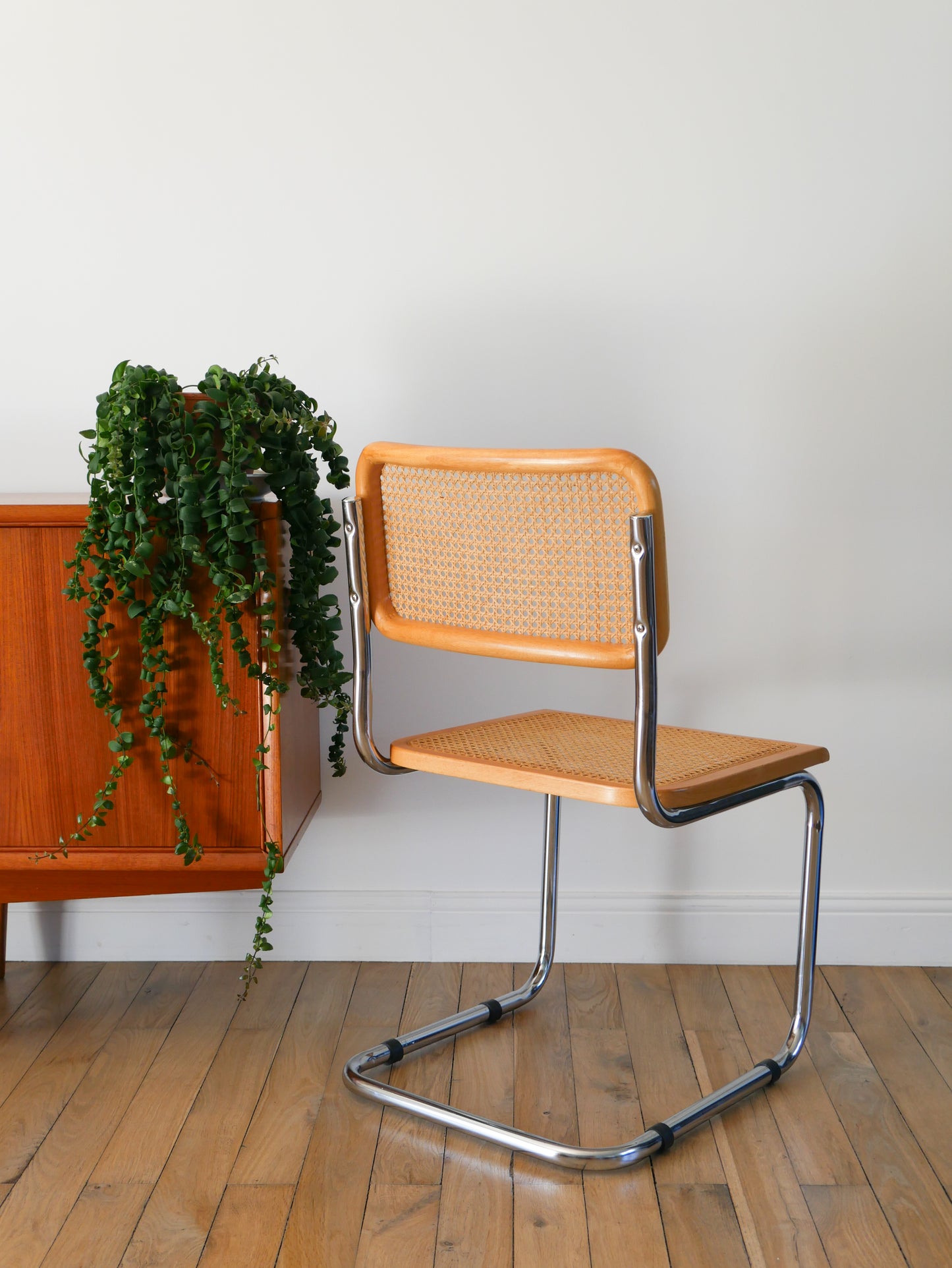Chaise en chrome et cannage, style B32 de Marcel Breuer, 1970