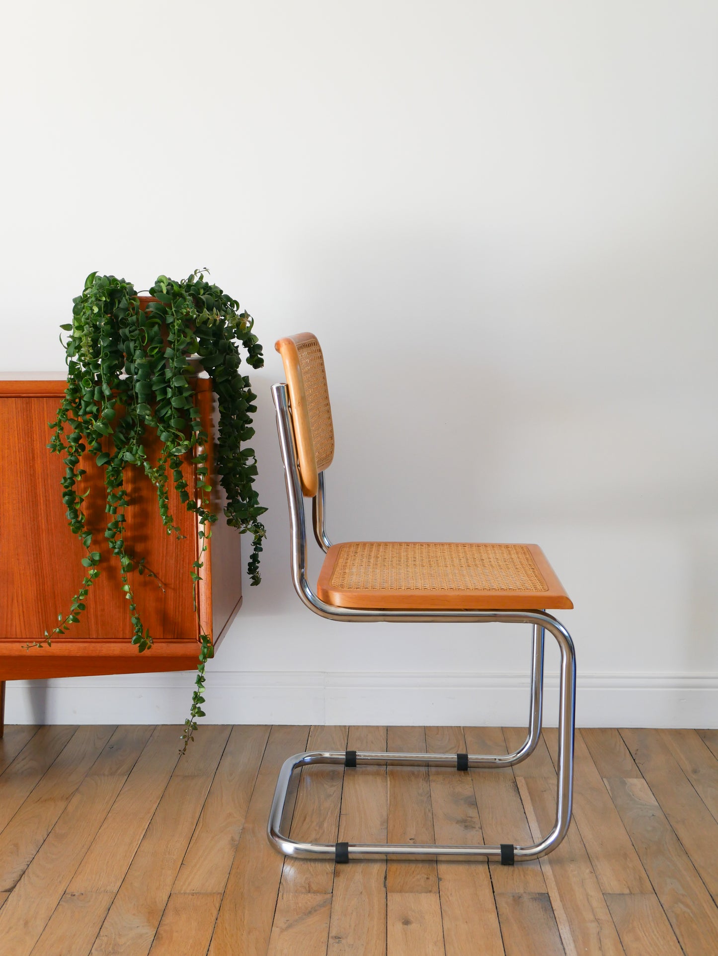 Chaise en chrome et cannage, style B32 de Marcel Breuer, 1970