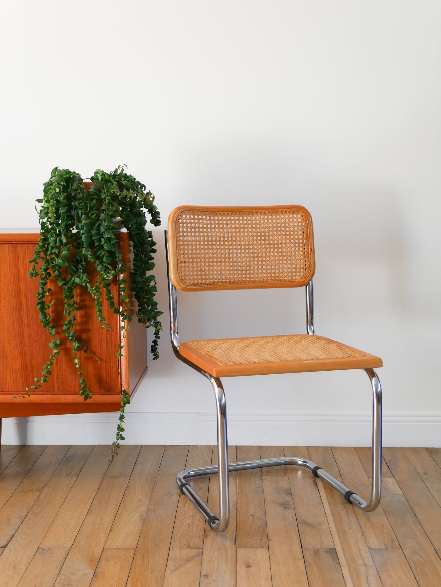 Chaise en chrome et cannage, style B32 de Marcel Breuer, 1970