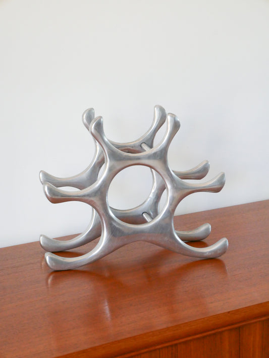 Porte-bouteilles en alu, en forme de Soleil, Made in Italy, Design, 1970