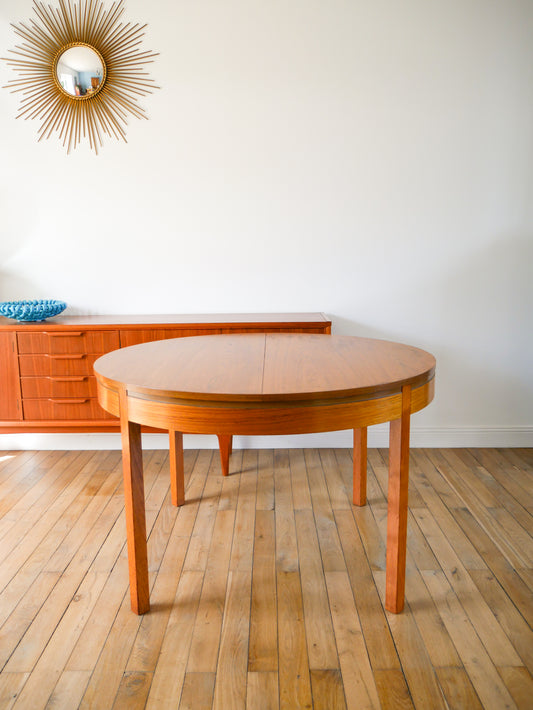 Grande table ronde de salon en bois, style Scandinave, 1960
