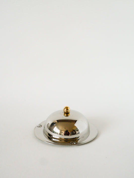 Beurrier en métal argenté et verre, Argent & Doré, 1940