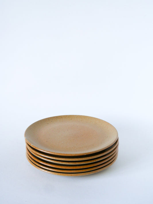 Lot de 6 assiettes à dessert en grès, 1970 - 20.5 cm