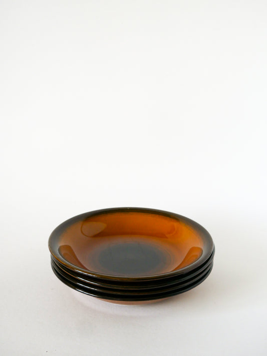 Lot de 4 assiettes creuses en céramique émailée, Longchamp, 1960