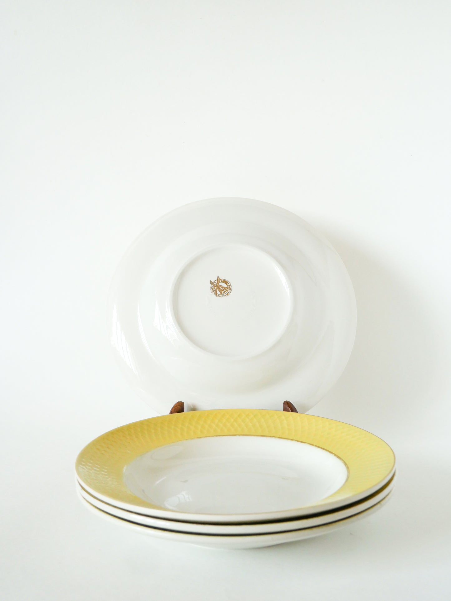 Lot de 4 assiettes creuses texture nid d'abeilles, Jaune Canari & Doré, 1960