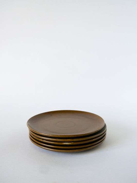 Lot de 5 assiettes à dessert en grès, 1970 - 19 cm
