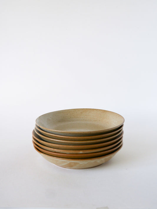 Lot de 7 petites assiettes creuses Brunch en grès vernissé, 1970 - 19 cm