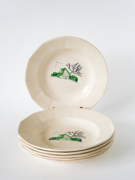 Lot de 6 assiettes creuses Digoin Sarreguemines, modèle "Bayeux", 1970