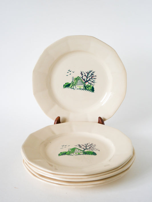 Lot de 6 assiettes plates Digoin Sarreguemines, modèle "Bayeux", 1970
