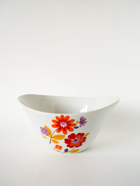 Grand saladier motifs Psyche Fleurs, Orange, 1970