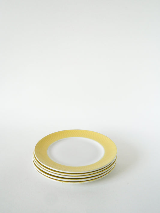 Lot de 5 assiettes à dessert texturées Moulin des Loups, Jaune Poussin, 1960