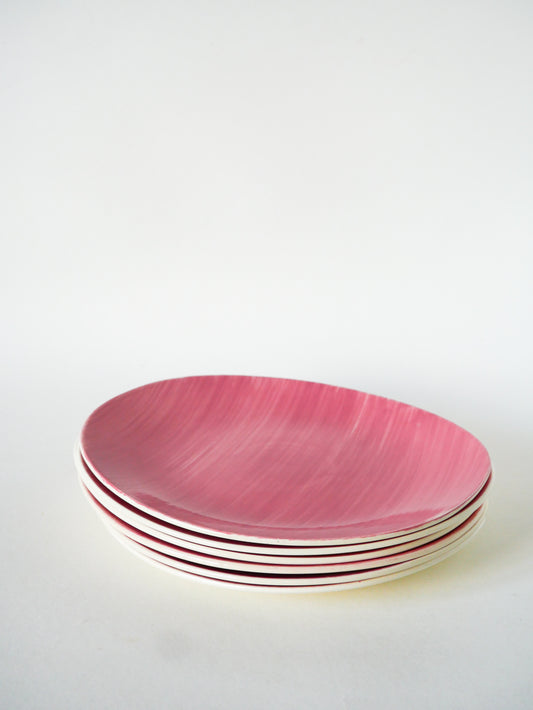 Lot de 6 assiettes à dessert ovales, Salins modèle Aquilon, 1960