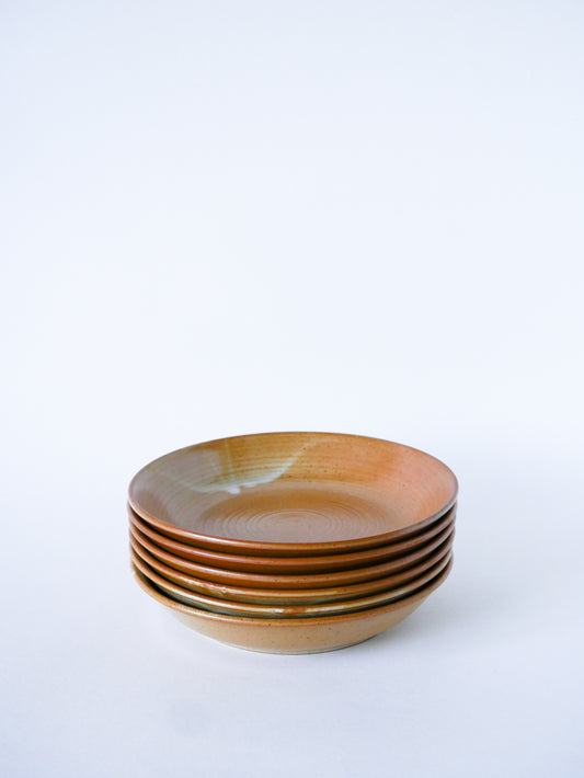 Lot de 6 assiettes creuses en grès, 1970 - 19 cm