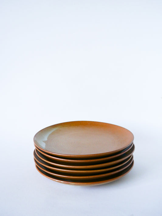 Lot de 6 assiettes plates en grès, 1970 - 24 cm