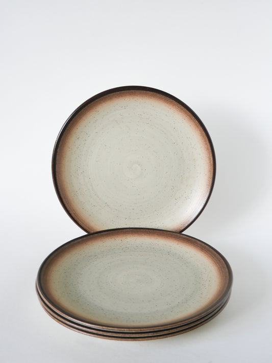 Lot de 4 assiettes plates en grès, St Amand modèle Stromboli, 1970