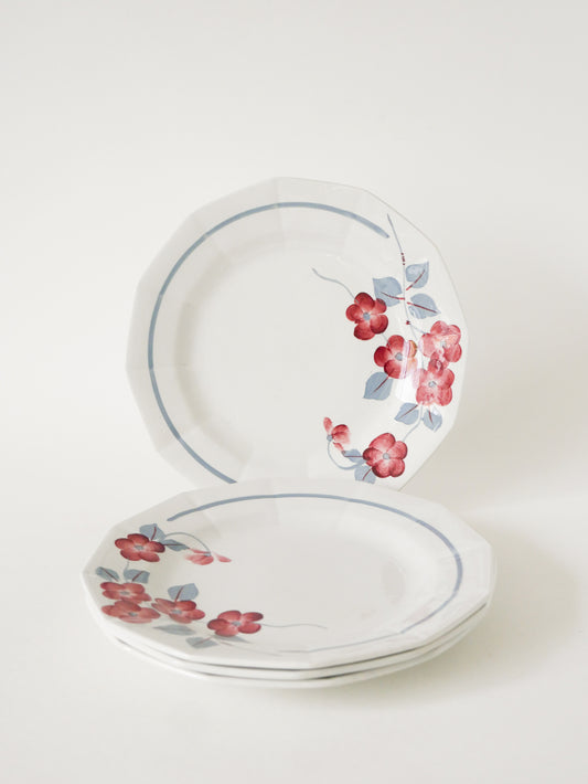 Lot de 4 assiettes plates St Amand, modèle Printemps, 1950