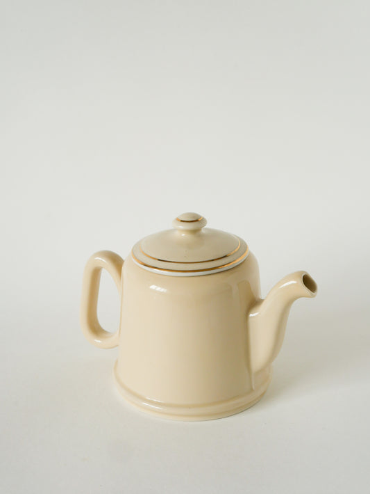 Théière en céramique, Jaune beurre et Doré, 1950