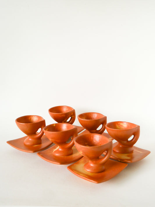 Service à café en grès, Forme Libre, Vallauris, 1970