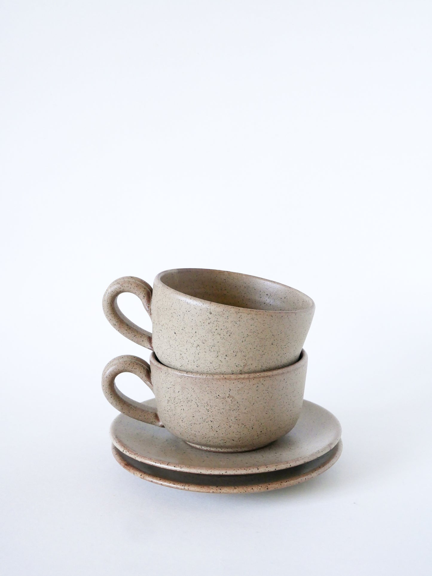 Paire de déjeuners en grès, fabrication artisanale, Gris, 1970