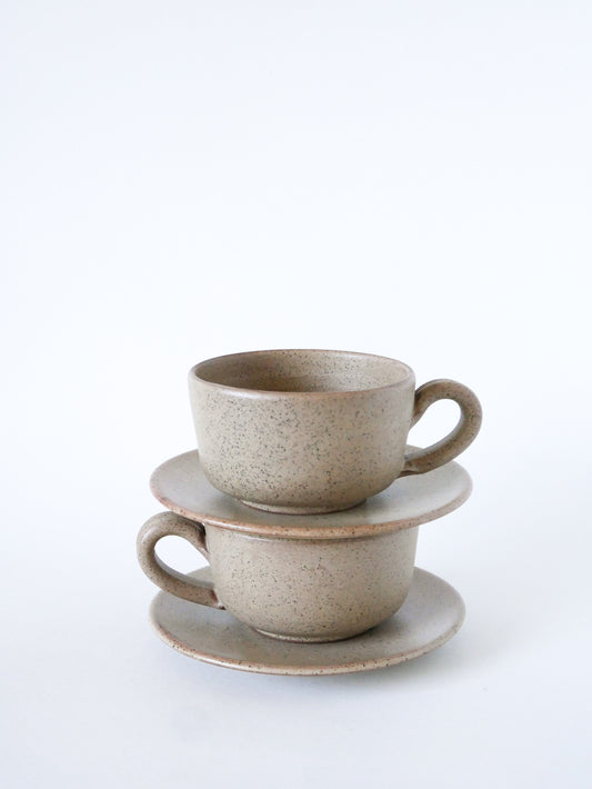 Paire de déjeuners en grès, fabrication artisanale, Gris, 1970