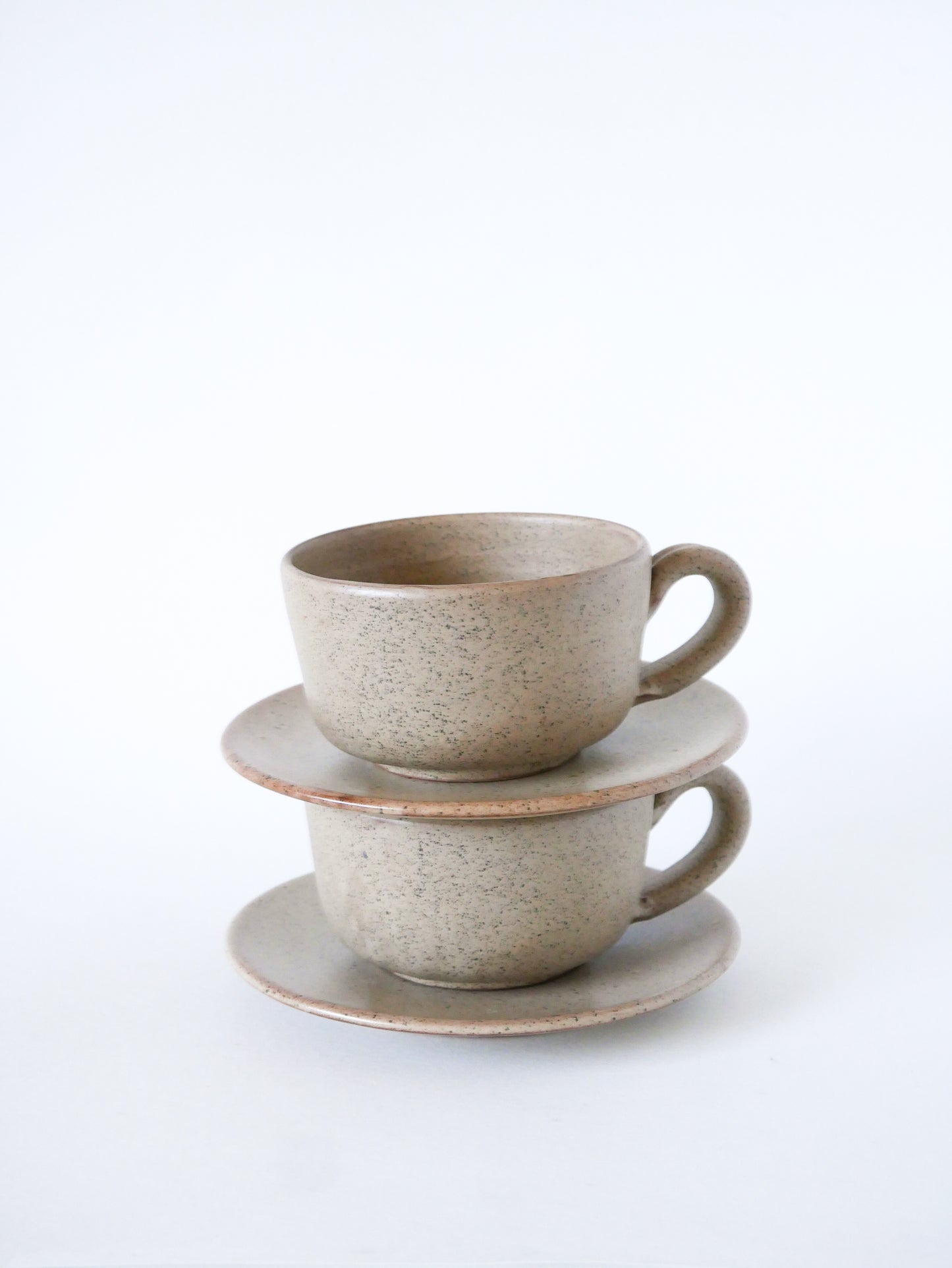 Paire de déjeuners en grès, fabrication artisanale, Gris, 1970
