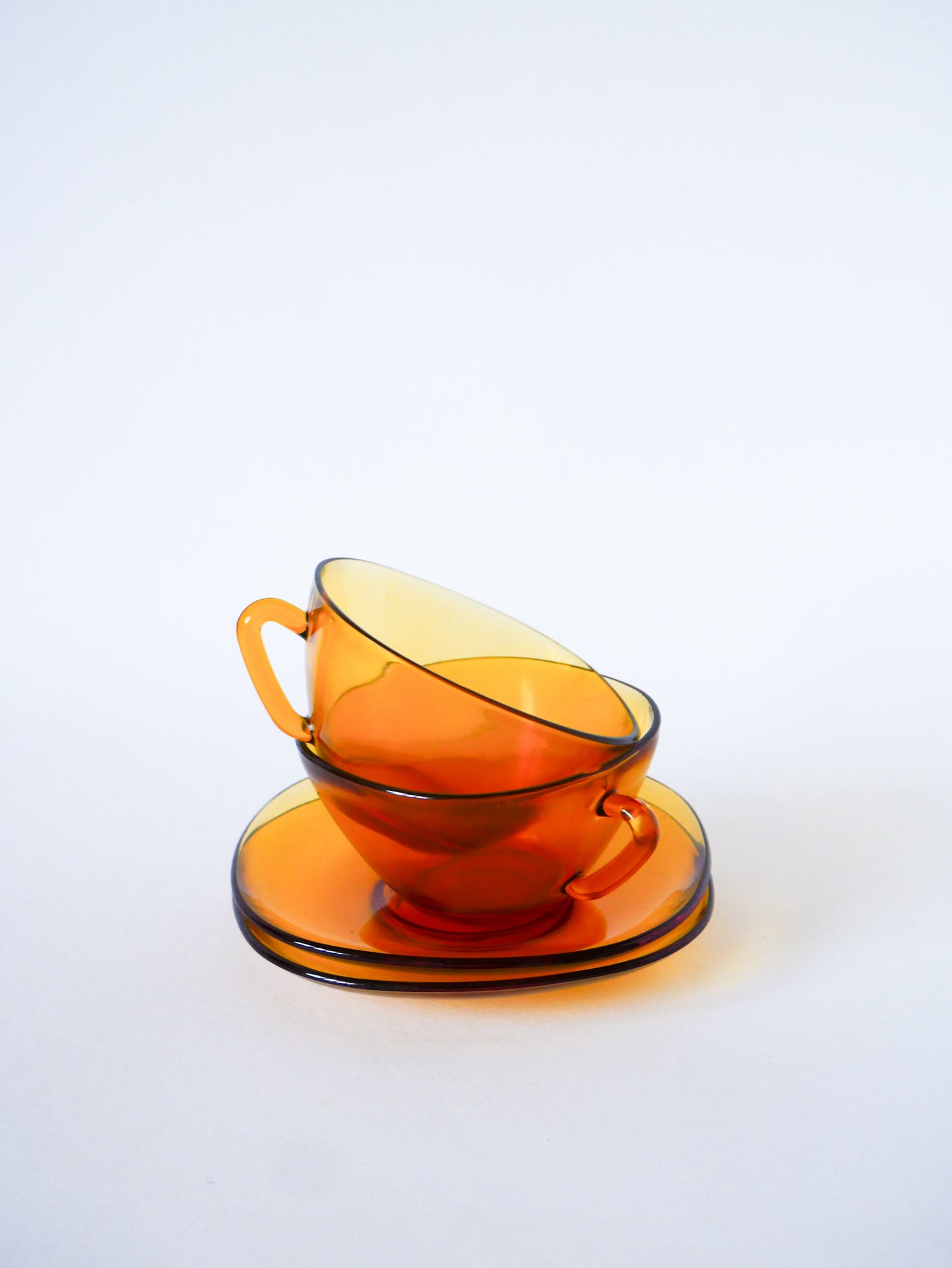 Paire de déjeuners en verre Ambré, 1970