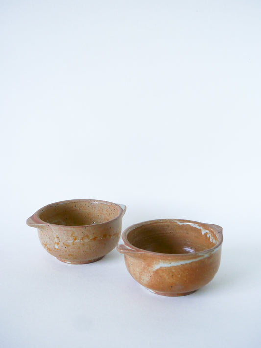 Paire de bols à oreilles en grès vernissé, 1970