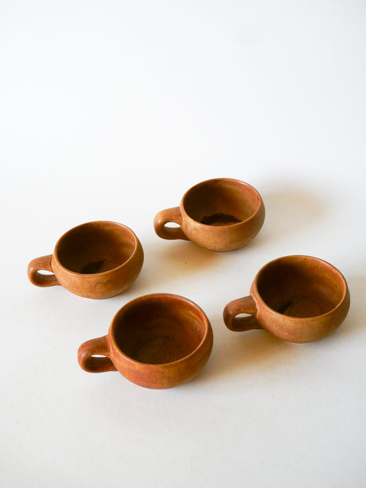 Lot de 4 tasses à café en grès, fabrication artisanale, 1970
