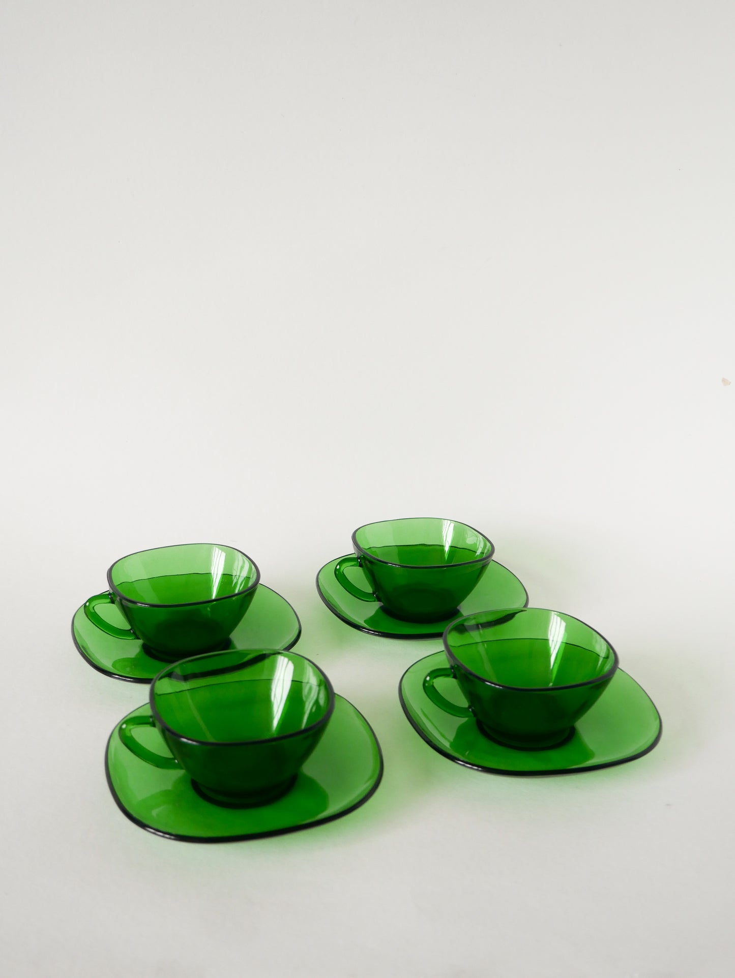 Ensemble de 4 tasses à café en verre, Vert, 1970