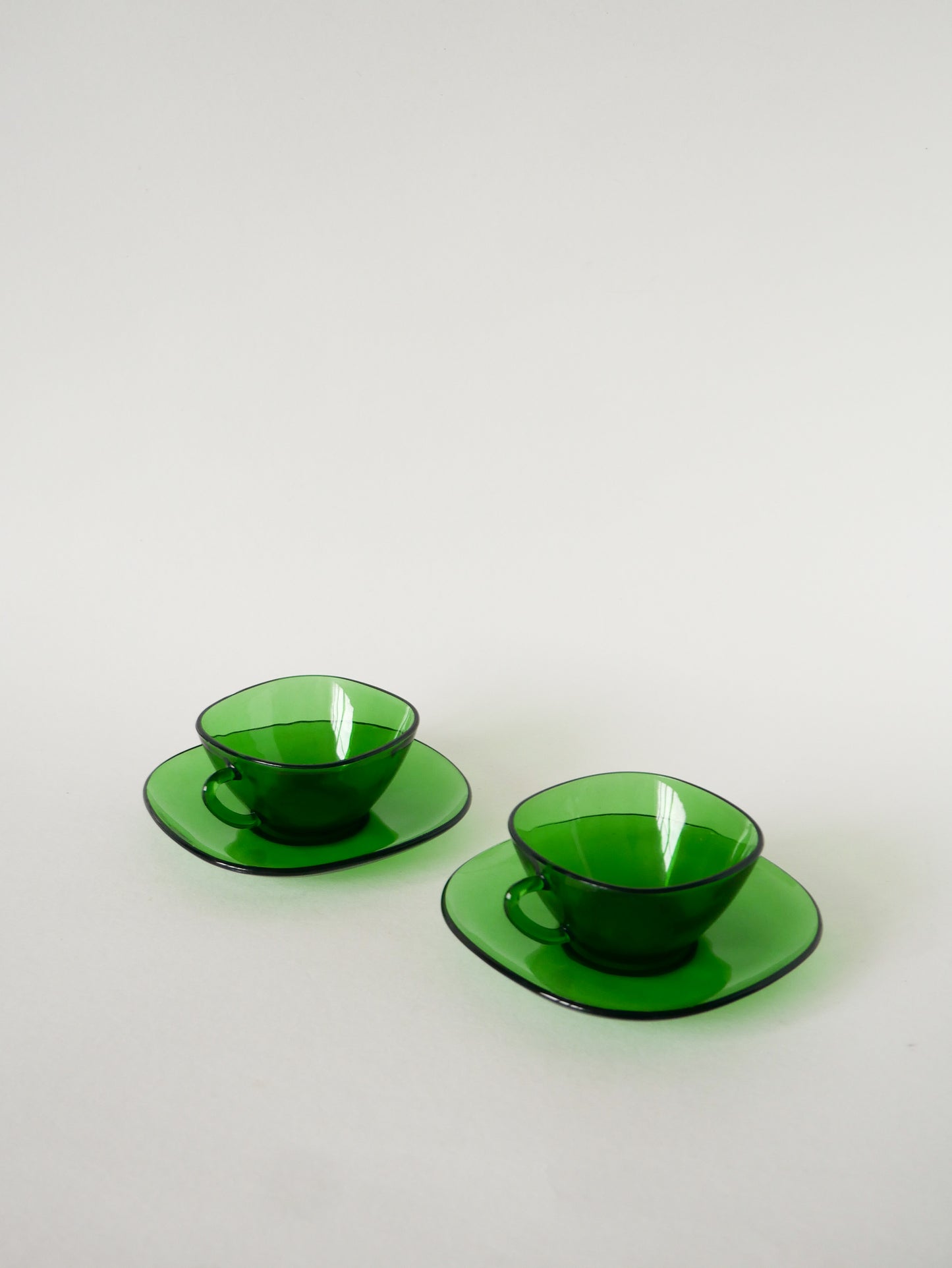 Ensemble de 4 tasses à café en verre, Vert, 1970