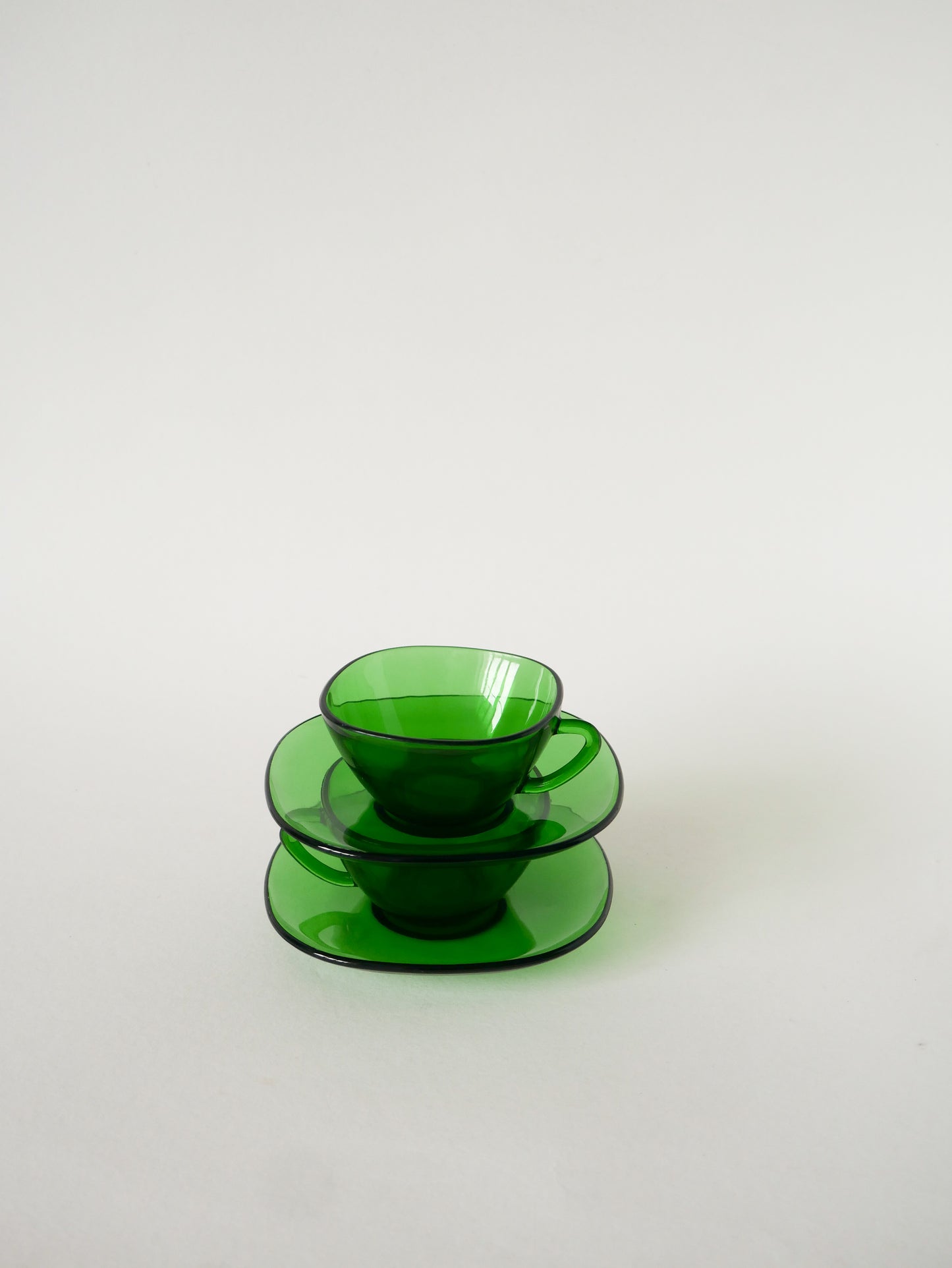 Ensemble de 4 tasses à café en verre, Vert, 1970