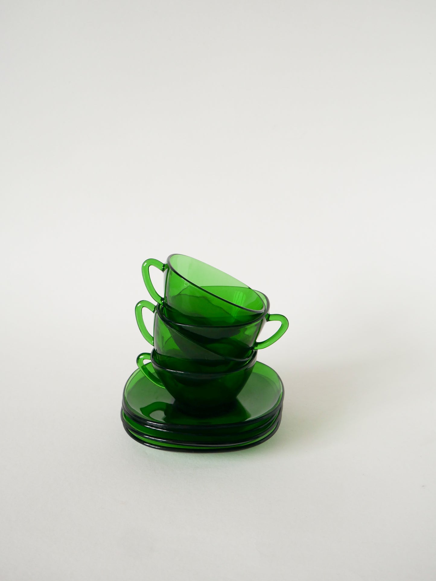Ensemble de 4 tasses à café en verre, Vert, 1970