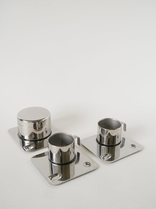 Service à café en inox, Made in Italy, Design, 1970