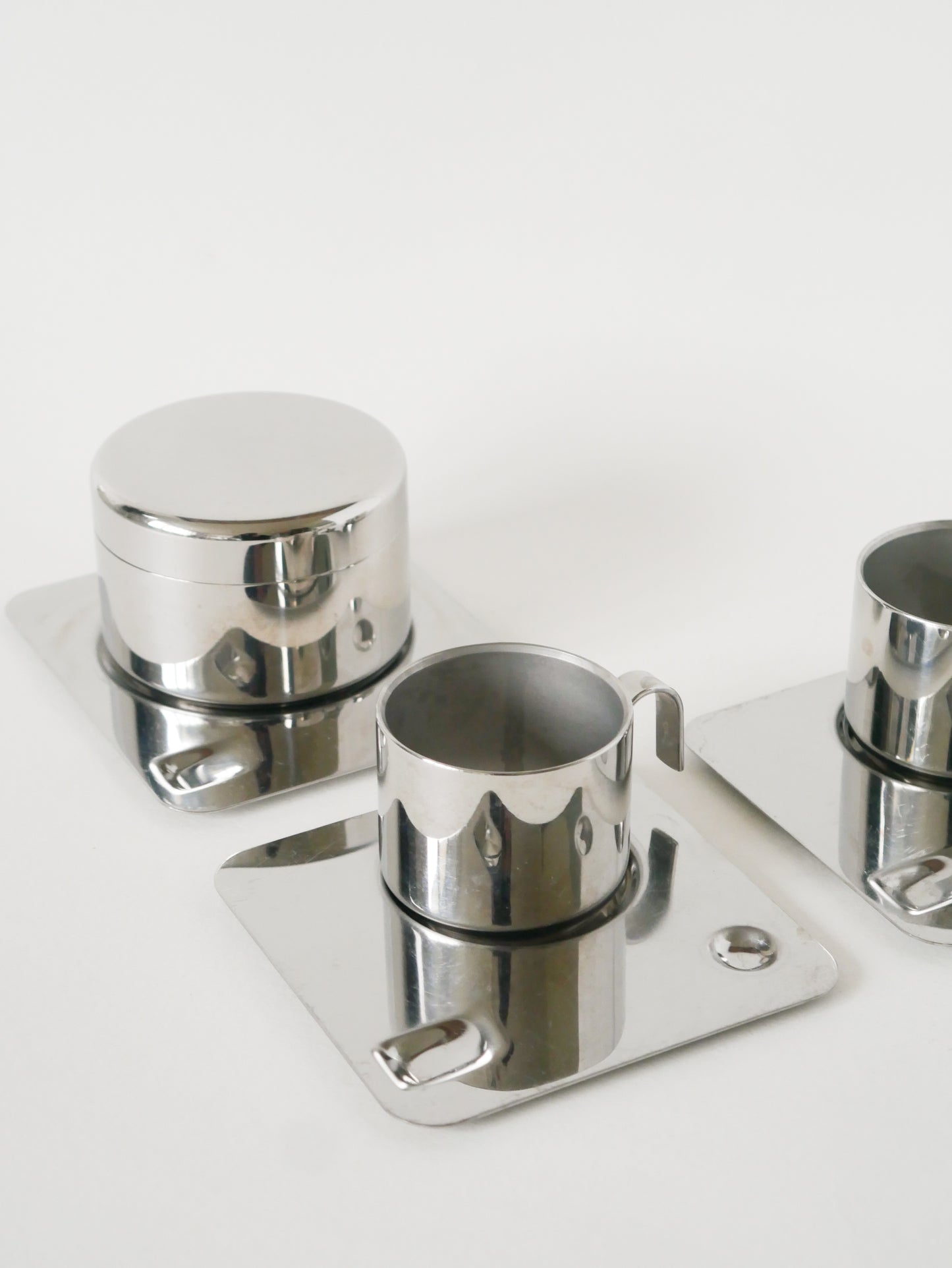 Service à café en inox, Made in Italy, Design, 1970