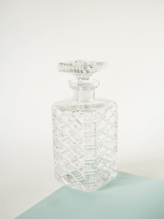 Carafe à whisky en cristal facetté, 1960