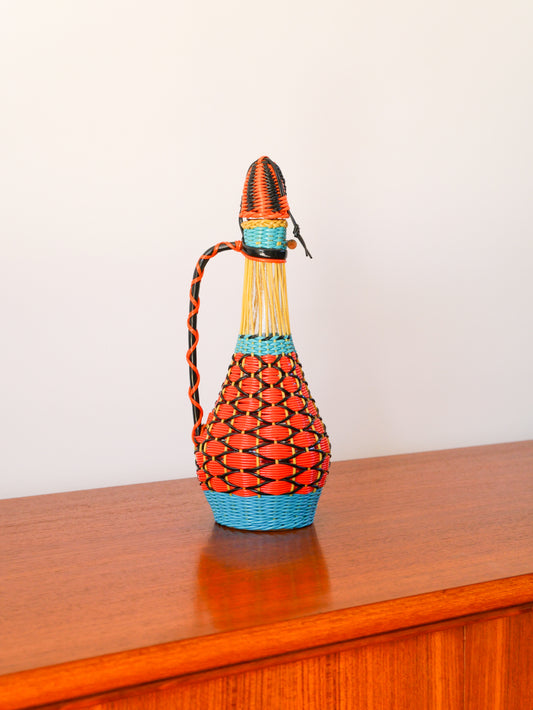 Pichet en scoubidou Multicolore, Orange & Bleu, 1970